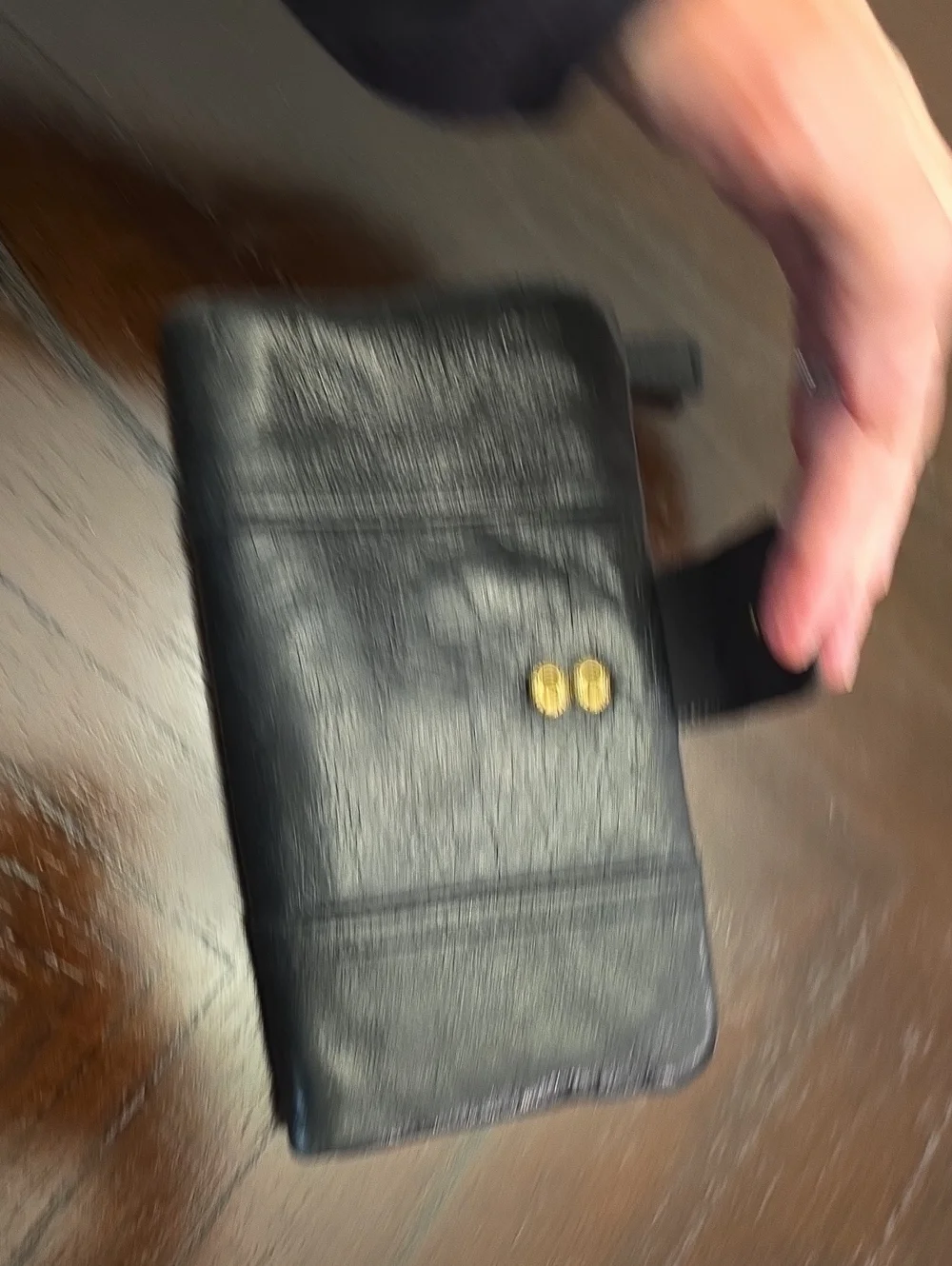 Fossil Black Leather Wallet with Gold Plate